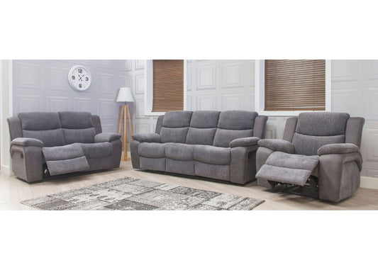 Legend Grey Fabric Reclining Sofa 3+2+1 by Sofahouse