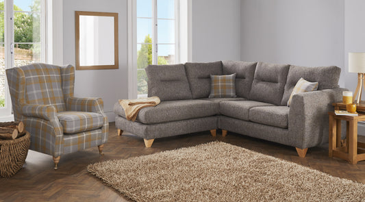 Lisburn Dustin Grey /Tartan Mustard 2 Corner 2 Sofa Set by Red Rose