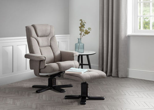 Malmo Grey Swivel Recliner & Stool by Julian Bowen