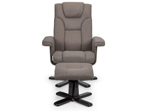 Malmo Grey Swivel Recliner & Stool by Julian Bowen