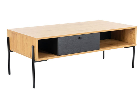 Madrid Oak and Black Coffee Table Side