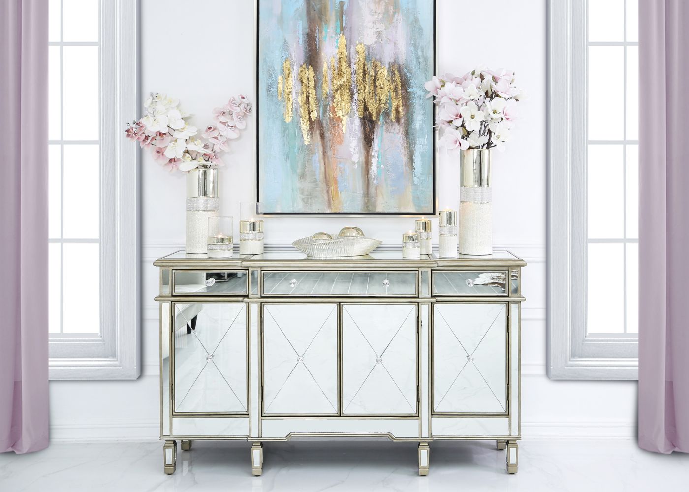 Beaumont 3-Drawer & 4-Door Mirrored Sideboard Range by CIMC Gold