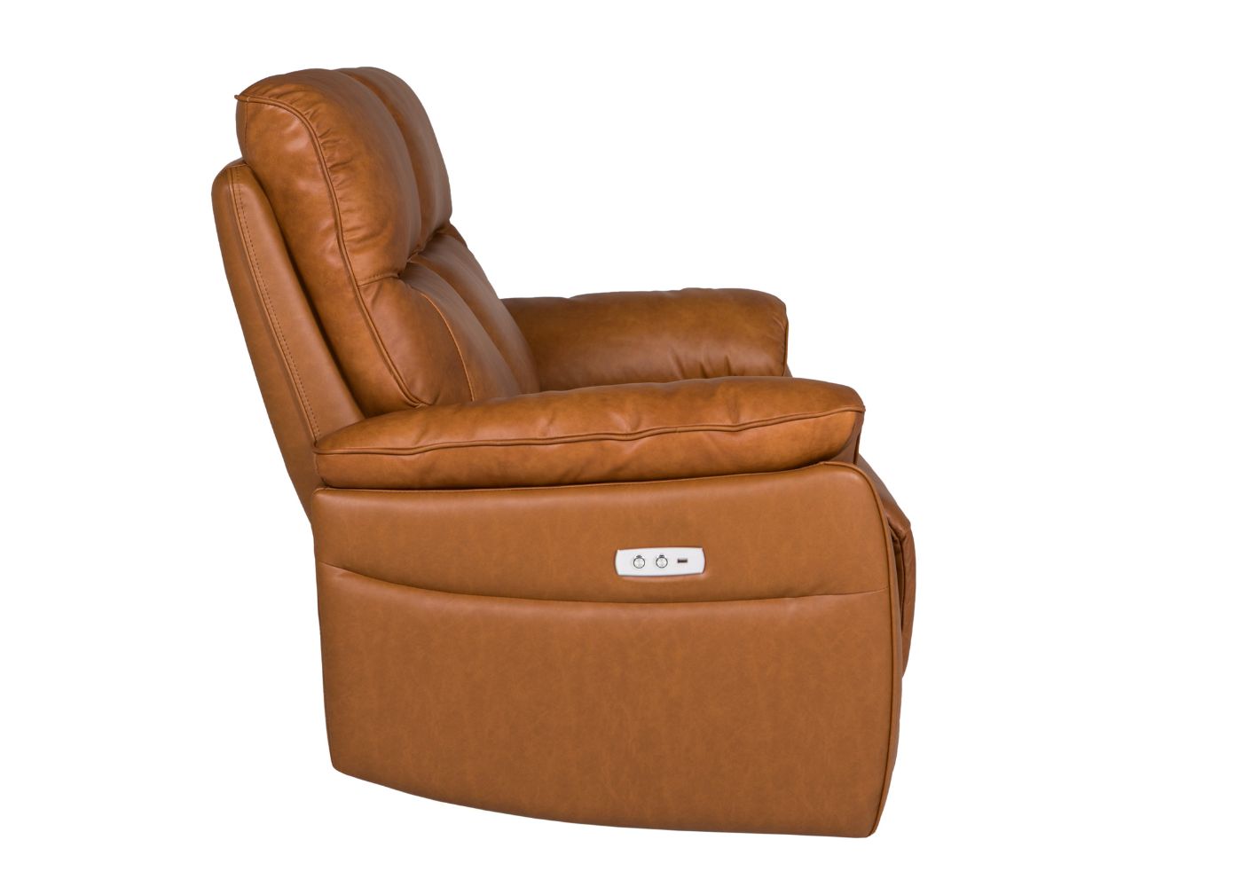 Nerano Electric Reclining Sofa Range in Tan by Vida Living Side