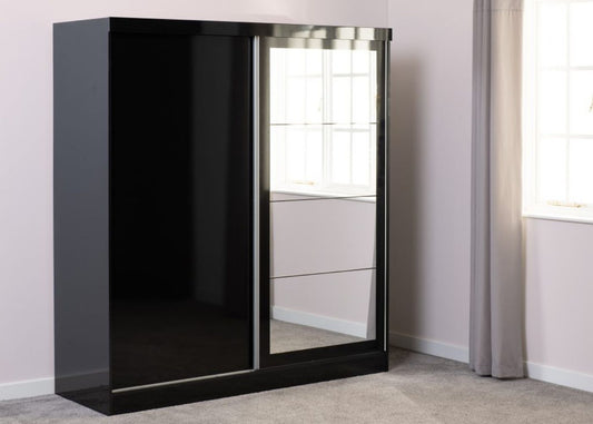 Nevada Black Gloss 2-Door Sliding Wardrobe by Wholesale Beds Room Image