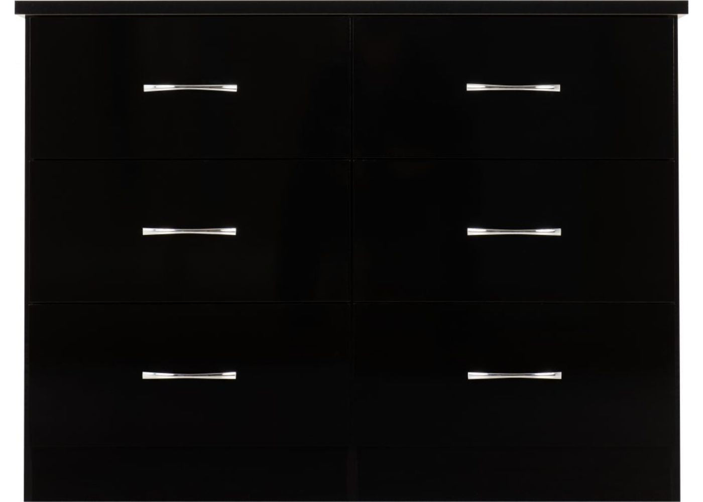 Nevada Black Gloss 6-Drawer Chest by Wholesale Beds Front