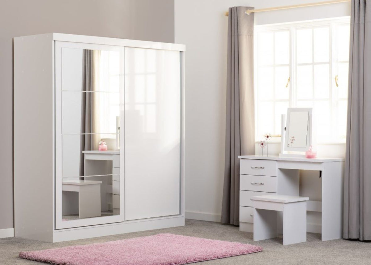 Double Slide Robe Nevada White Gloss 2-Door Sliding Wardrobe