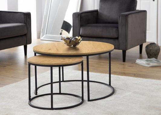 Bellini Round Nesting Coffee Table in Oak by Julian Bowen