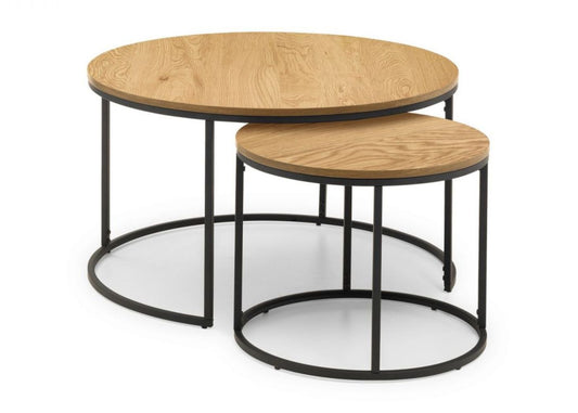 Bellini Round Nesting Coffee Table in Oak by Julian Bowen