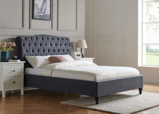 Rosa Dark Grey Bedframe Range by Limelight Angle