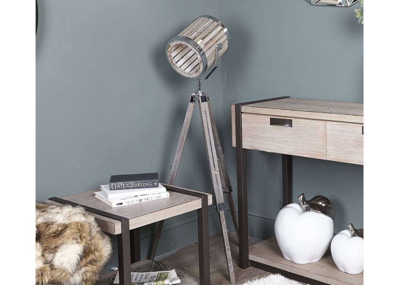 Grey Wood Hollywood Directors Floor Lamp by CIMC Room