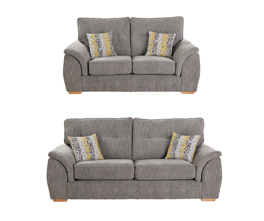 Ashley Empress Plain Grey /Tetris Mustard 3+2 Seater Sofa Set by Red Rose