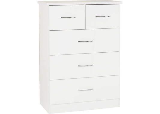 Nevada White Gloss 2-Over-3-Drawer Chest by Wholesale Beds & Furniture