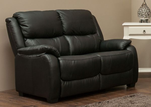 Parker Black Leather 2-Seater Sofa by SofaHouse